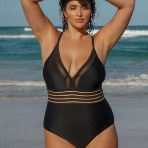 Berlook Black Cut Out One-Piece Swimsuit | Plus Size 20 / 2X | NWT